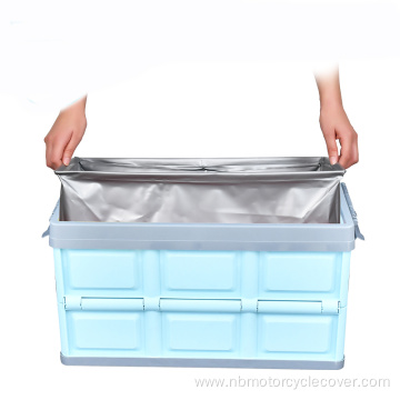 Light blue folding 30L car trunk lid organizer